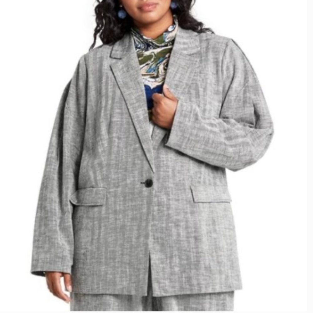 Rachel Comey Versatile Lined Chevron Oversized Tweed Blazer